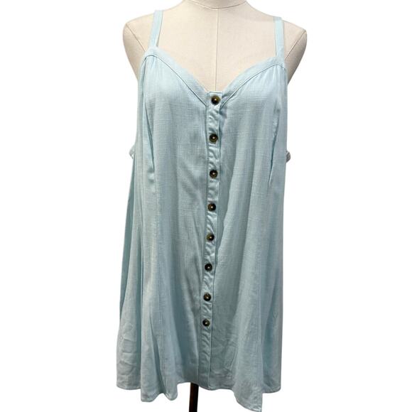 Torrid Light Blue Button Front Babydoll Flowy Cami Top 3X Plus Size Pastel Soft - Picture 1 of 8
